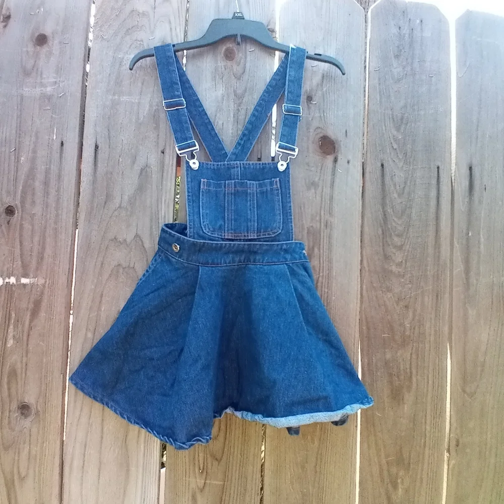 Y2K Vintage American Apparel Denim Bib Overall Skater Skirt S Non-Stretch Flared